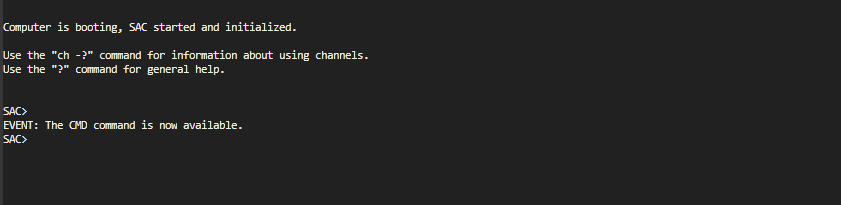 Beispiel für serielle Konsole mit "SAC&gt;"