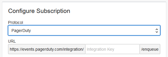 Abschnitt "Integrationsschlüssel" des PagerDuty-Endpunkts.