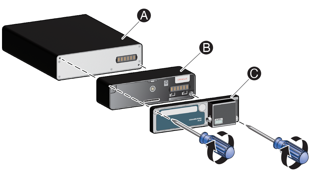 Eine Abbildung, die zeigt, wie der Akku und der Netzadapter auf dem Ultra-Gerät montiert sind.