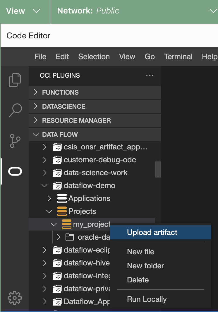 Wählen Sie im Kontextmenü die Option Artefakt hochladen.