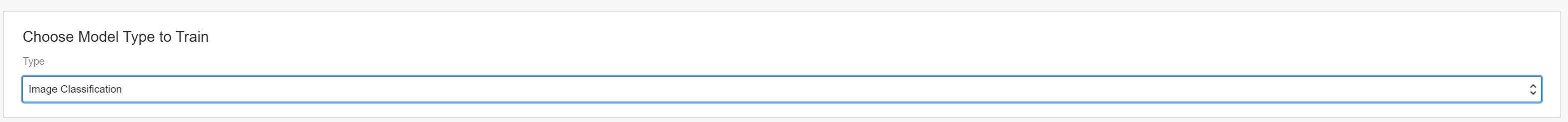 Wählen Sie die Liste "Modelltyp in Ablaufanzeige" mit ausgewählter Bildklassifizierung aus.