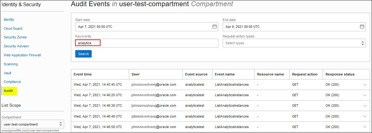 Beschreibung von console_oac_audit.jpg folgt