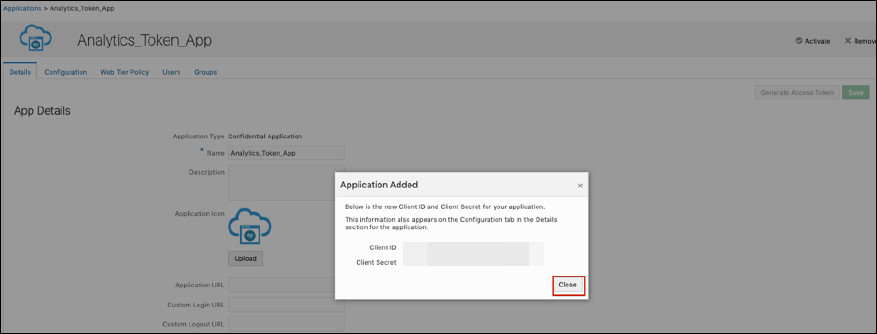 Kopieren Sie die Werte für Client-ID und Client Secret