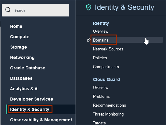 Identitäts- und Sicherheitskategorie mit Domains