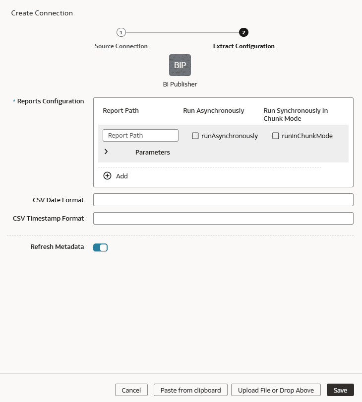 Konfiguration für BI Publisher extrahieren (Dialogfeld)
