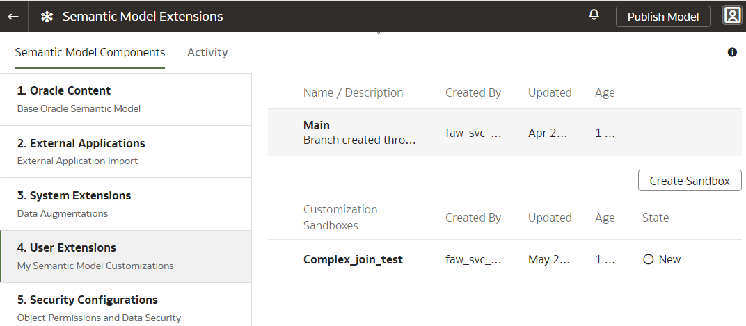 Option "Sandbox erstellen"