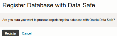Dialogfeld "Datenbank bei Data Safe registrieren"
