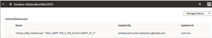 Seite "Sandbox: MySandbox5Mar2025" mit der erweiterten Dimension