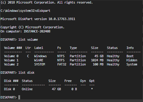 Command prompt example