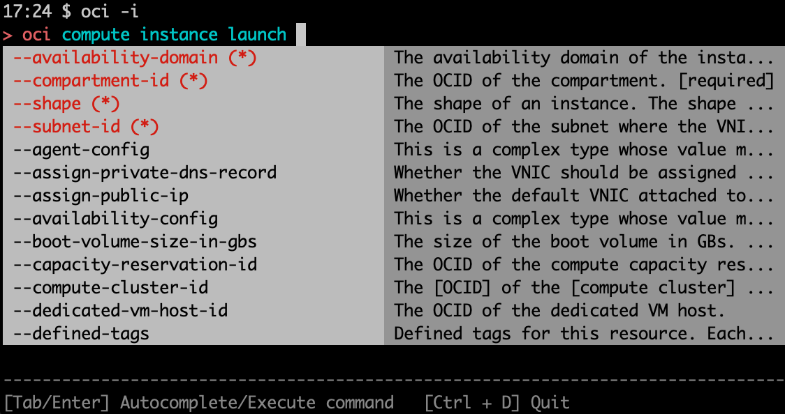 CLI Interactive Mode command reference