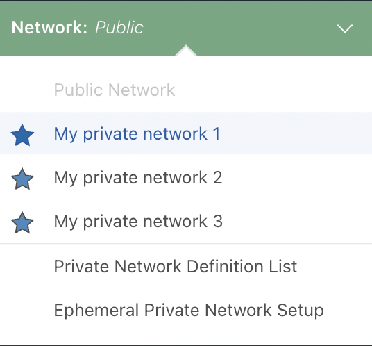 Private network setup menu item.