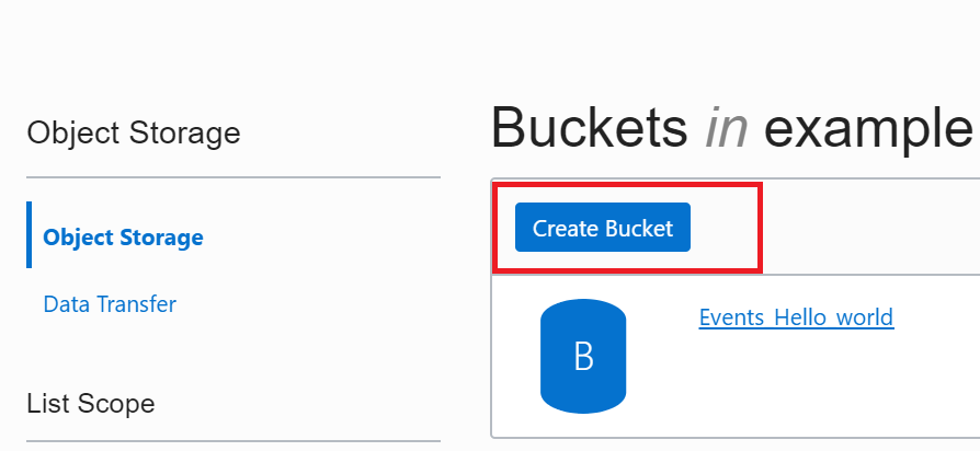 This screenshot shows how to create a bucket.