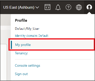 The My Profile option on the user menu