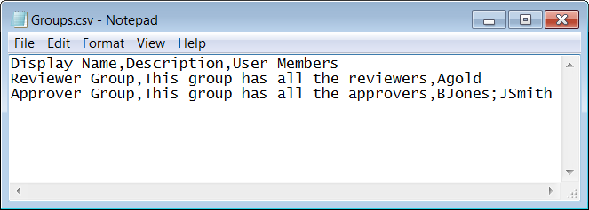 CSV file displayed using Notepad.