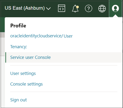 User Settings menu option from the Profile menu