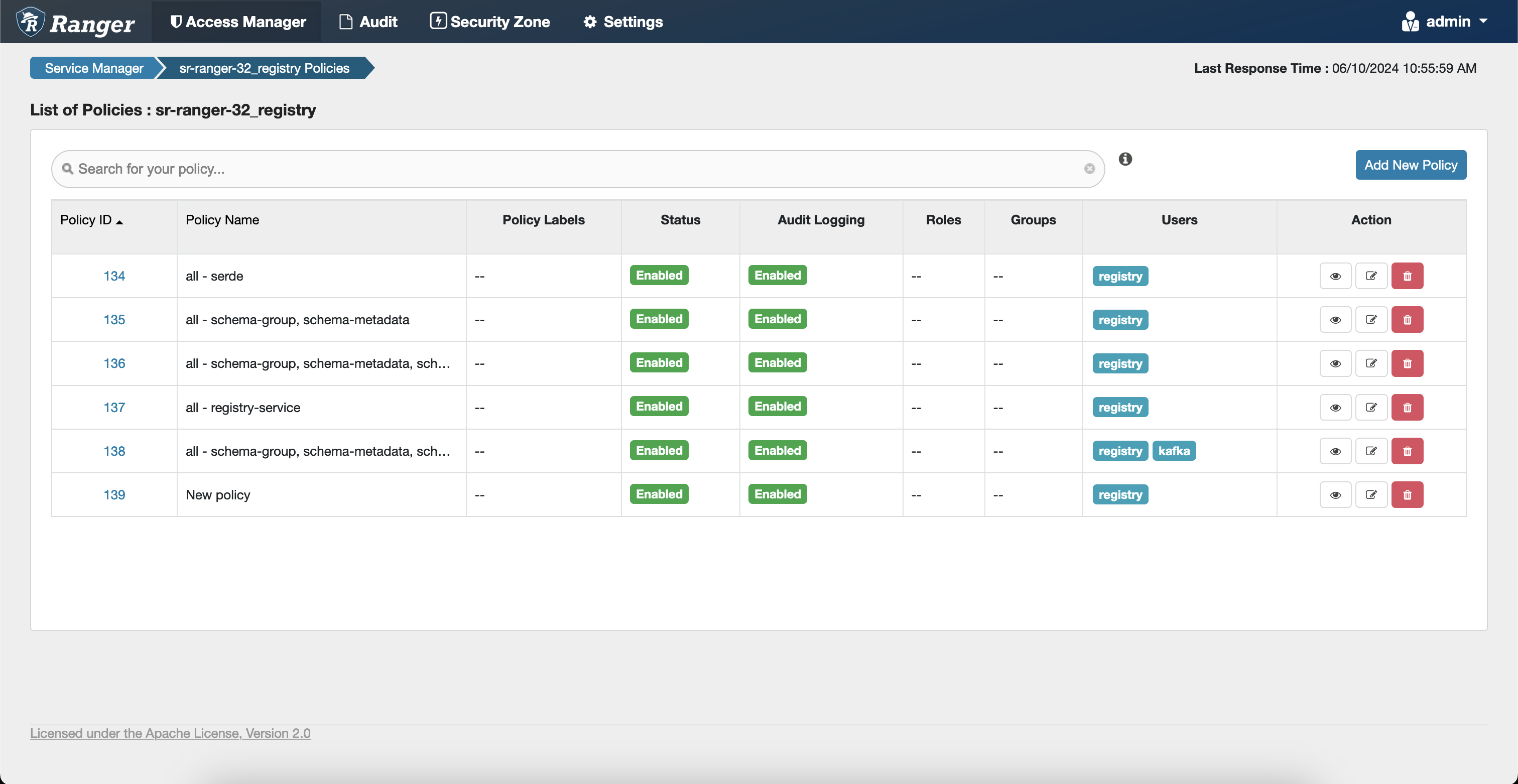 Schema Registry Ranger new custom policies example