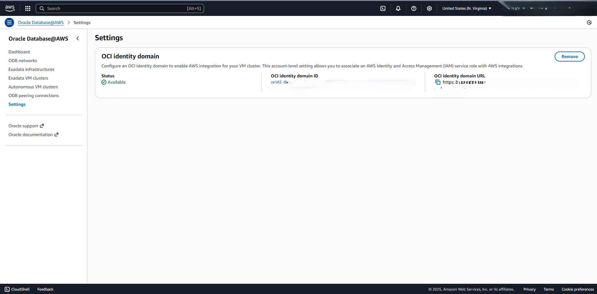This screenshot shows how to verify the OCI Identity Domain.