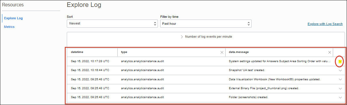 Activity logs for Oracle Analytics Cloud