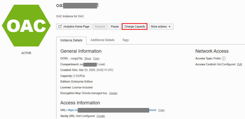 Description of fawag-instance-oac-detail-page.png follows