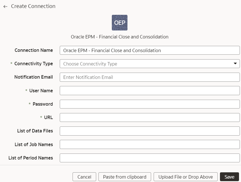 Create EPM Connection