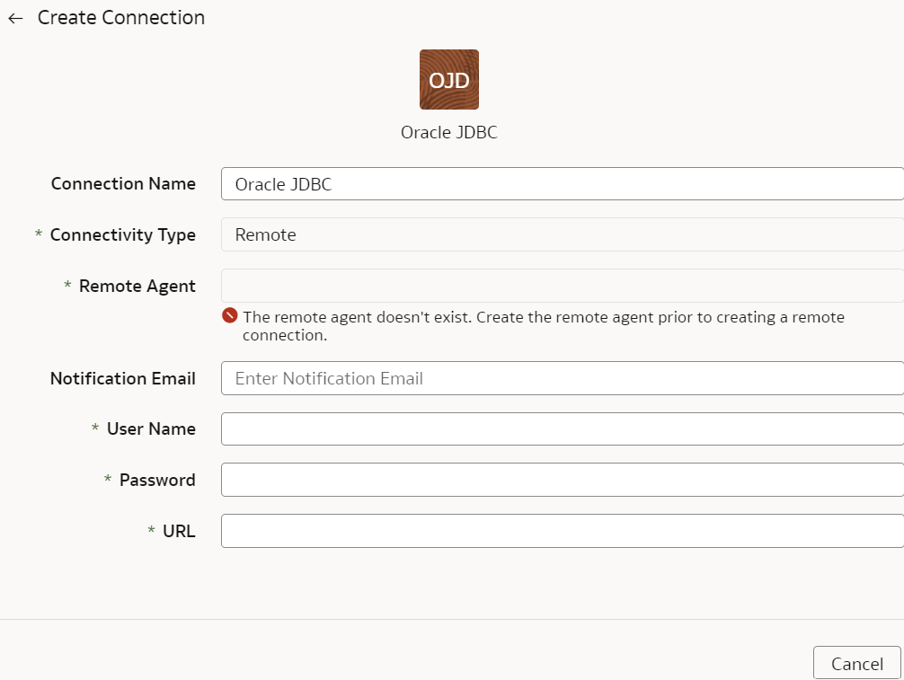 Create Connection for Oracle JDBC