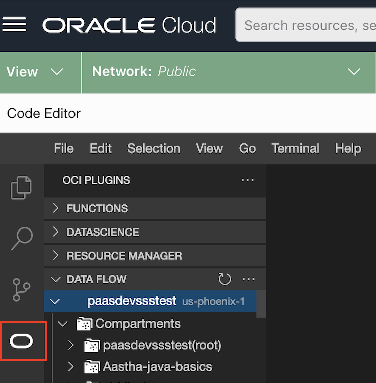 Click the Oracle logo to display a list of plug-ins.