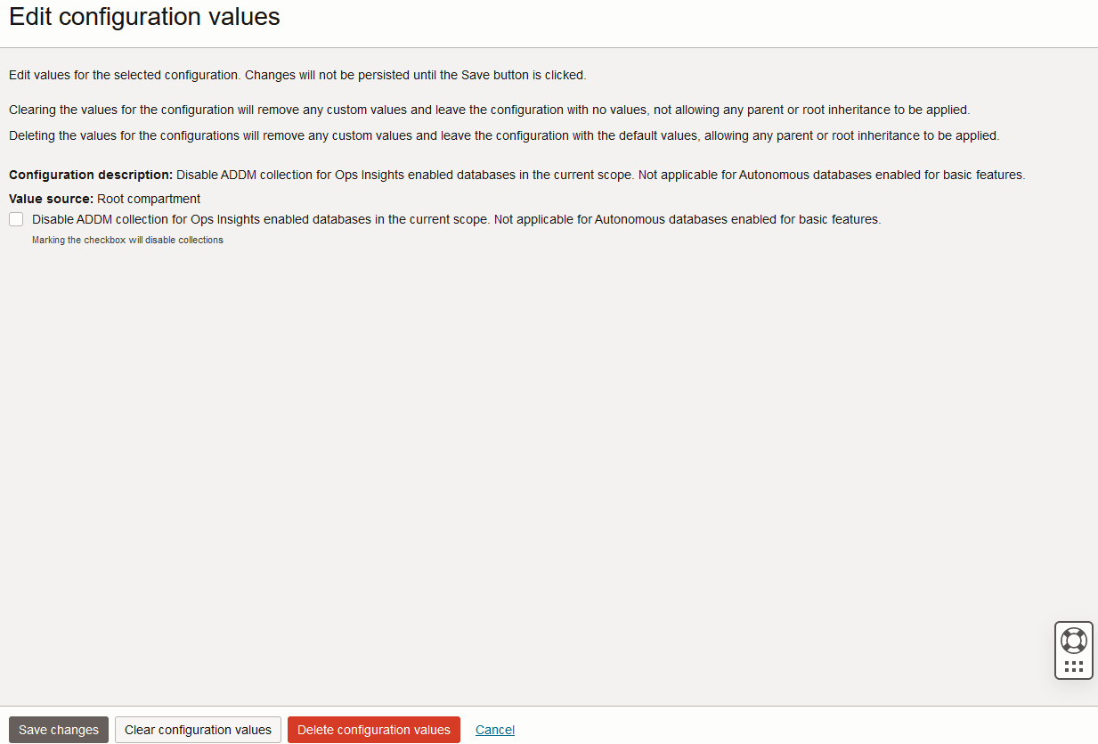 Service Configuration customizable options