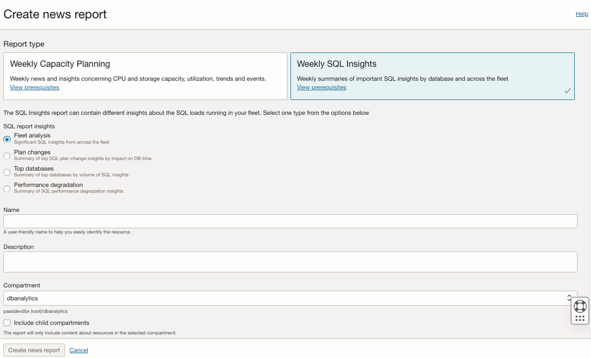 Create a SQL Insights News report