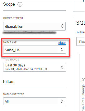 Graphic shows the database selector.