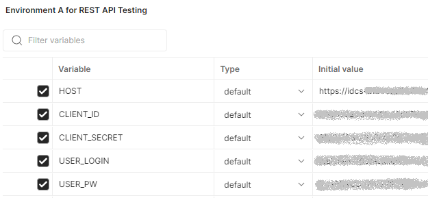 Variables de entorno de Postman modificadas