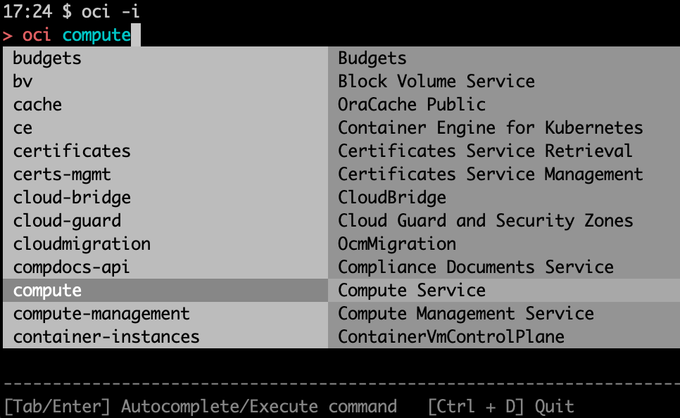 Relleno automático del modo interactivo de la CLI