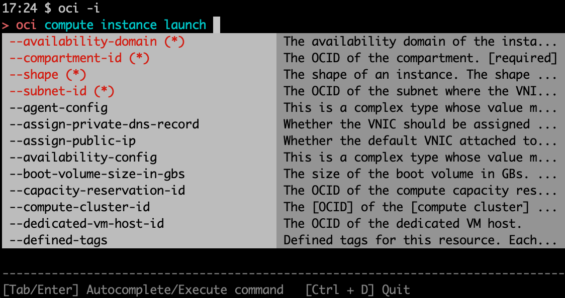 Referencia de comando en el modo interactivo de la CLI