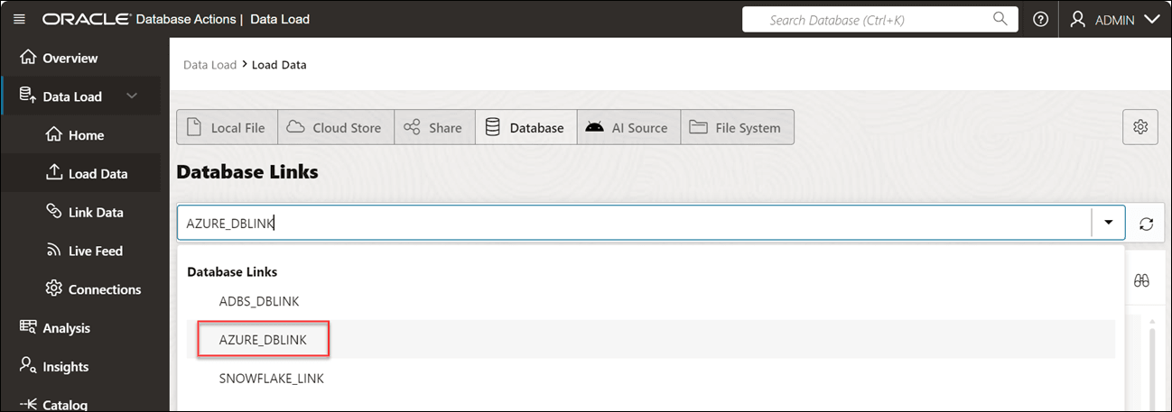 A continuación se describe azure-dblink.png