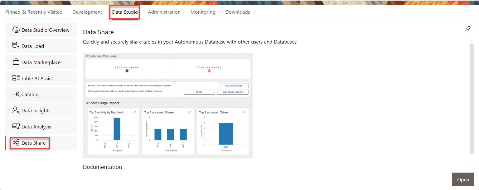 A continuación, se incluye la Descripción de data-share-pane.png