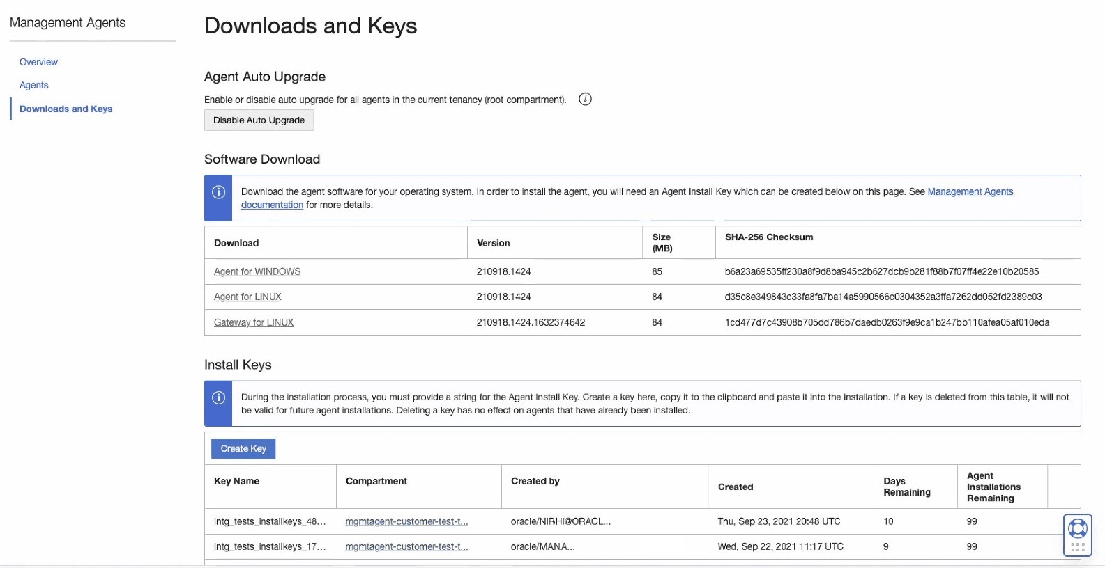 Página Descargas y Claves que muestra la opción Descarga de software en la parte superior con un enlace para descargar el archivo de software. Página Descargas y Claves que muestra la opción Descarga de software en la parte superior con un enlace para descargar el archivo de software.