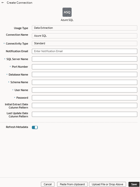 Boîte de dialogue Créer une connexion pour Azure SQL