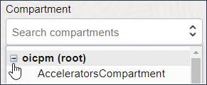 Sélectionnez la liste développée d'un compartiment pour afficher une hiérarchie de compartiments.