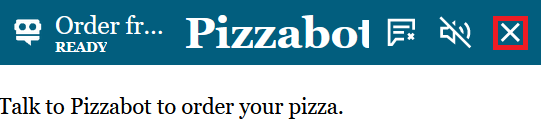 Il s'agit d'une image du bouton de fermeture dans l'en-tête du widget de discussion.