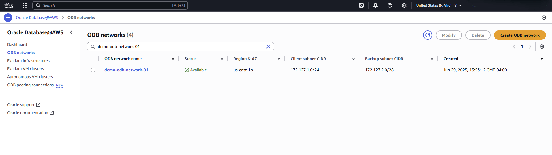 This screenshot shows the last part of creating an ODB network. This screenshot shows the last part of creating an ODB network.