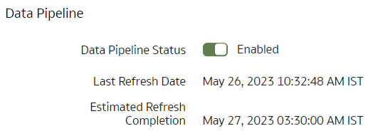 Estimated Refresh Completion details on the Pipeline Parameters page