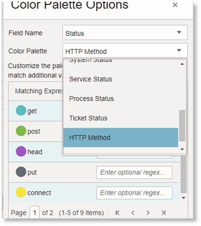 select a palette that has as many colors as the values to configure
