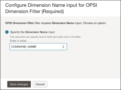 Image shows the dimension filter data object dimension input dialog.