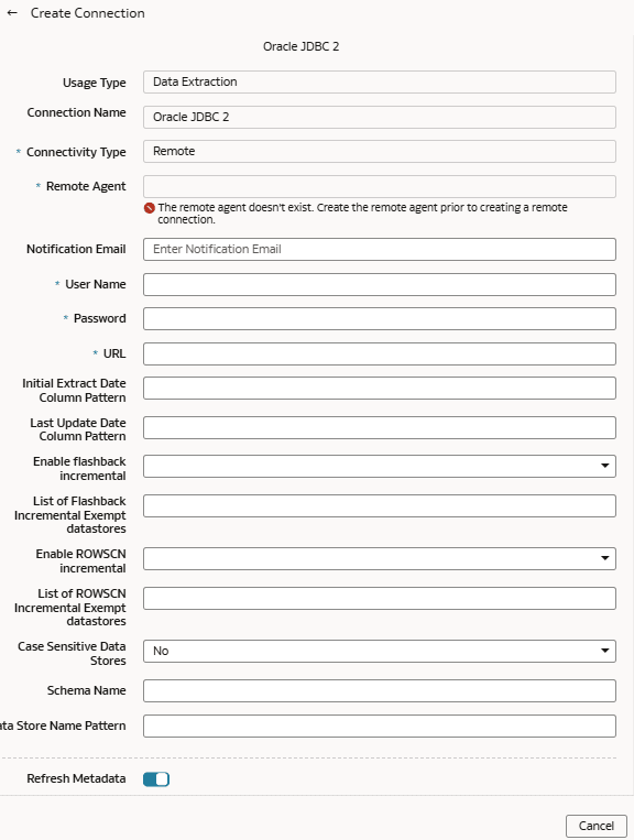 Oracle JDBCへの接続の作成