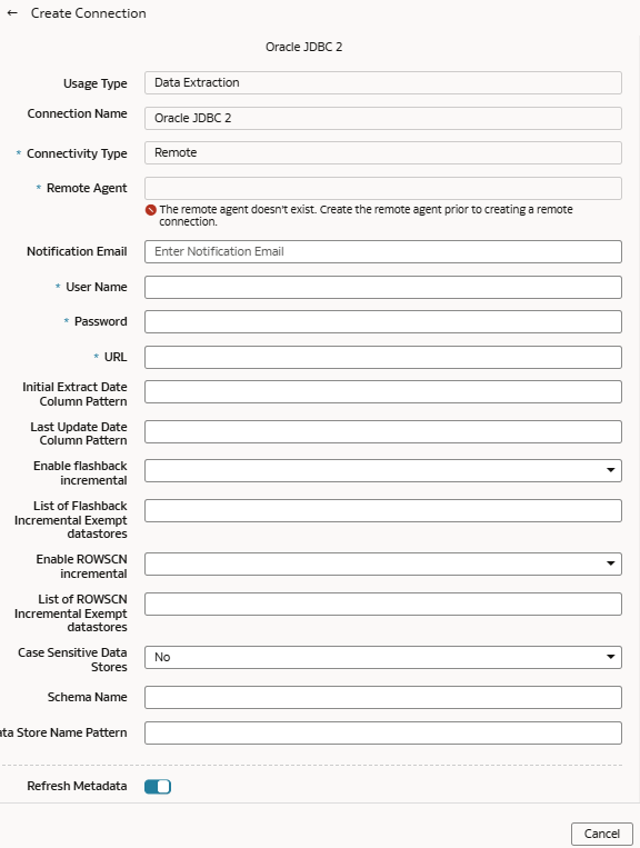 Oracle JDBCの接続の作成