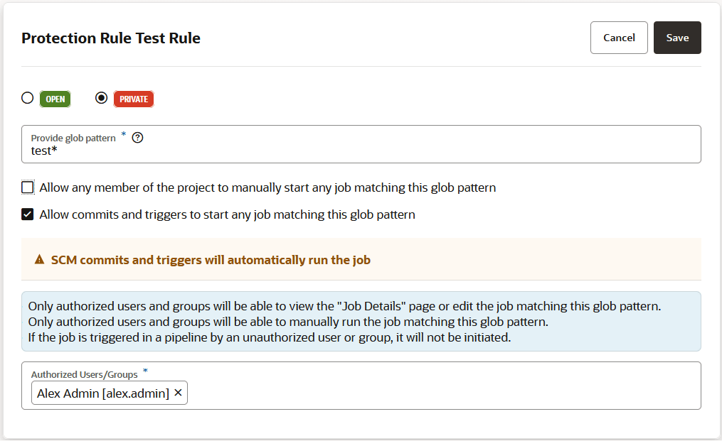 job-protection-page-allow-commits-and-triggers.pngの説明が続きます